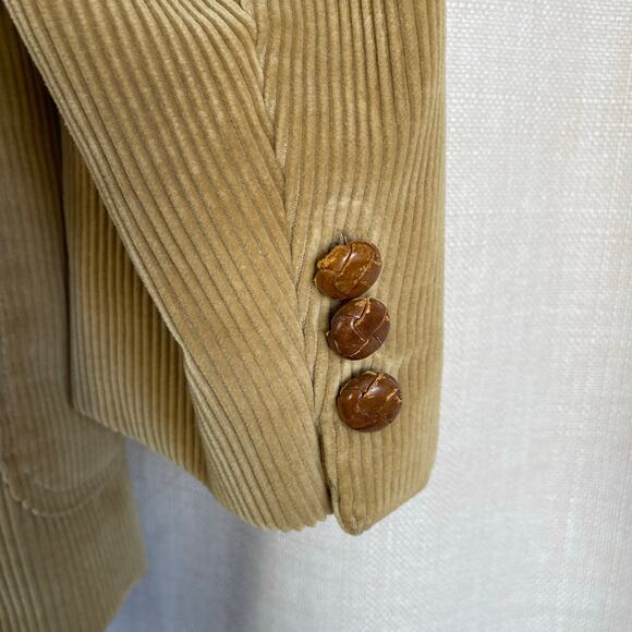 Vintage Levi Strauss Tan Khaki Two Button Corduroy Blazer Jacket Elbow Patch 44R - Picture 4 of 9
